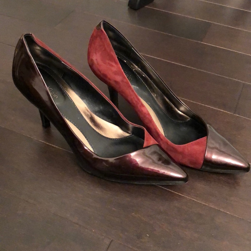 Maroon Suede and Leather Calvin Klein Heels